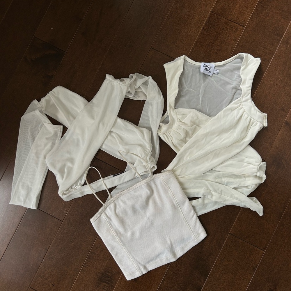 White Top Bundle - Abercrombie, Pretty Little Thing, and Princess Polly